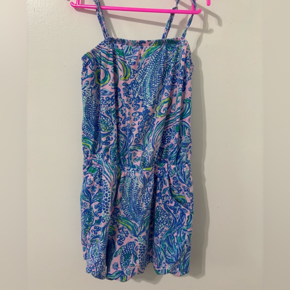 Lilly Pulitzer Blue and Pink Patterned Romper
